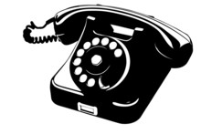 Old Style Analog Phone Stencil With Loose Curly Cord