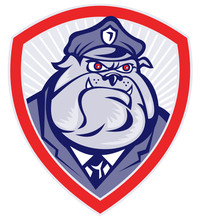 Cartoon Police Dog Watchdog Bulldog Shield