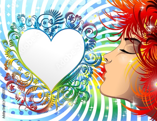 Amore Donna Bacio Cuore-Love Kiss Heart Design Card