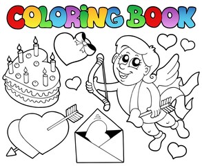 Canvas Print - Coloring book Valentine theme 4