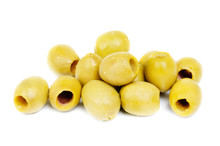 Pile  Pitted Olives Isolated On The White Background