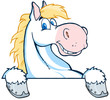 White Horse Mascot Cartoon Head