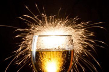 champagne glasses with fire