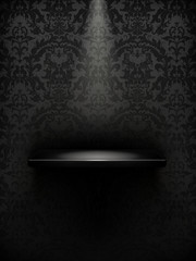 Wall Mural - Empty shelf, black luxury