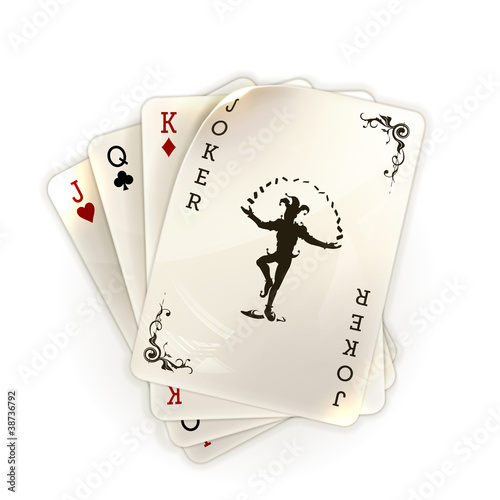 Playing cards with a joker Canvas Print