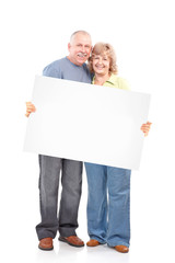 Poster - Senior happy couple with placard.