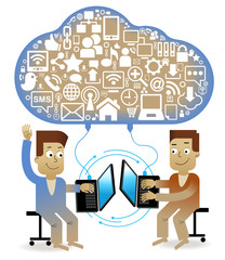 Poster - cartoon communication men