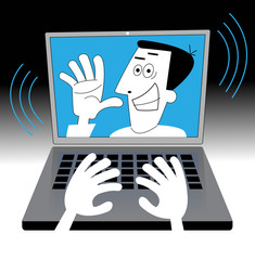 Poster - cartoon person communication