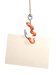 Poster - Scared worm on a fishing hook