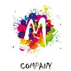 Canvas Print - splash logo letter m # vector