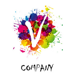 Canvas Print - splash logo letter v # vector