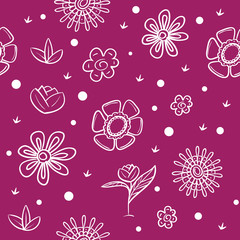 Poster - Spring violet background with flowers