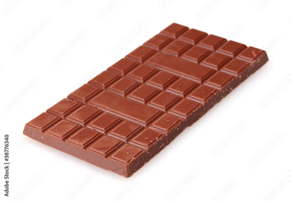 Bar of chocolate isolated on white