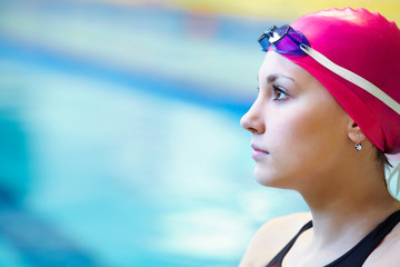 Wall Mural - beautiful girl  at the pool