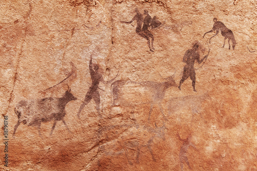 Fotografie, Obraz Rock paintings of Tassili N'Ajjer, Algeria