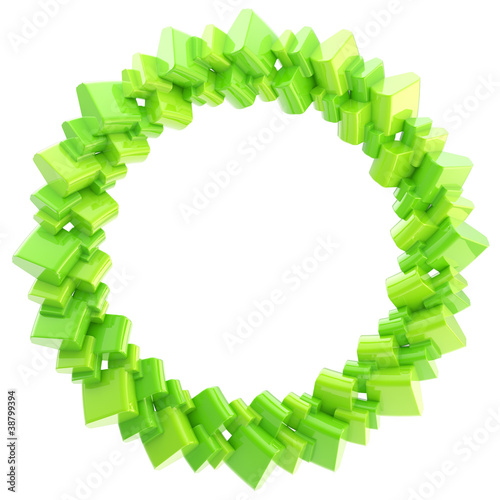 Abstract glossy frame made of blocks debris