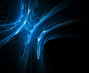 Poster - Abstract blue fractal composition over black background