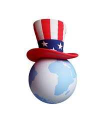 Canvas Print - Uncle's Sam hat on a planet Earth.