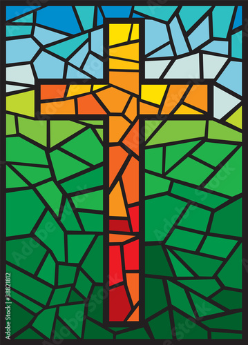 Vector Stained Glass Cross Wall Mural Wallpaper Murals Wallsheaven Tribalium81