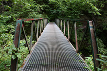 Old Metal Footbridge In The Woods