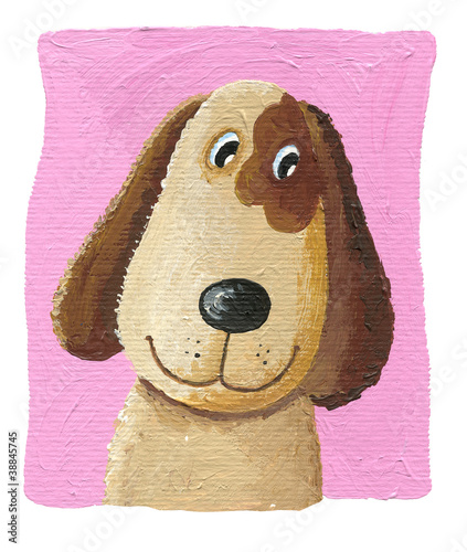 Naklejka na kafelki Cute dog on the pink background