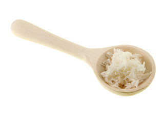 Sticker - cooked rice on a wooden spoon