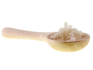 Sticker - cooked rice on a wooden spoon