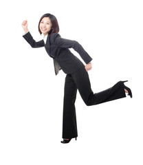 Poster - young business woman running