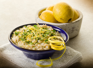 Canvas Print - risotto with lemon and parsley, healthy food