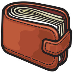 leather wallet with the money