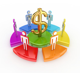 Poster - Colorful graph, dollar sign and 3d small people.