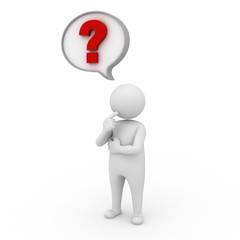 Poster - 3d man with question mark in speech bubble