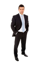 young business man full body isolated on white background