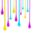 Cmyk glossy paint drop blobs isolated