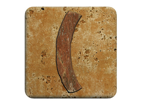 3d parentheses a in stone, on a white isolated background.