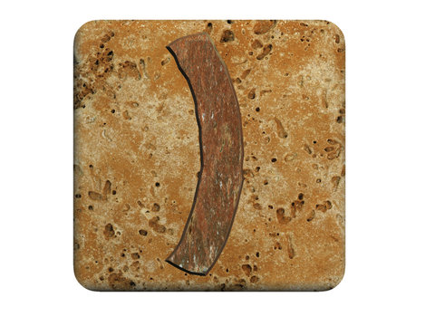 3d parentheses a in stone, on a white isolated background.