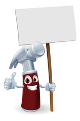 Poster - cartoon hammer with board sign