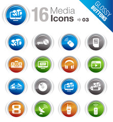 Wall Mural - Glossy Buttons - Media Icons