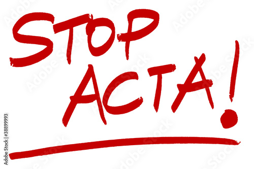 Fotografie, Obraz ANTI ACTA Demonstration Handschrift Schild ROT