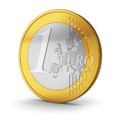 One Euro coin isolated on white