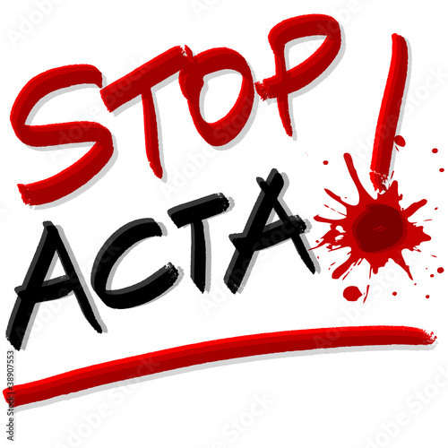Fotografie, Obraz ANTI ACTA Demonstration Handschrift SCHWARZ ROT