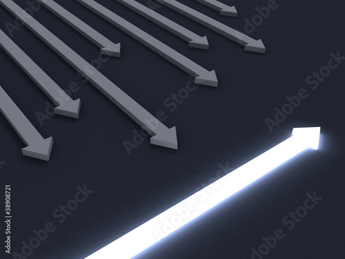 light across arrow. individuality business concept