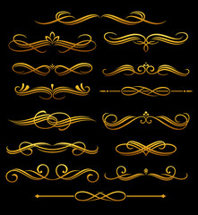 Poster - Golden vintage elements and borders