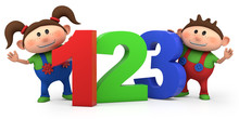 Boy And Girl With 123 Numbers