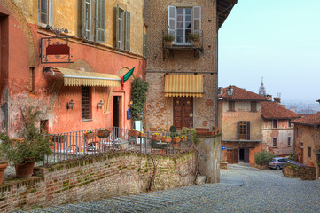 Wall Mural - Old town of Saluzzo. Northern Italy.