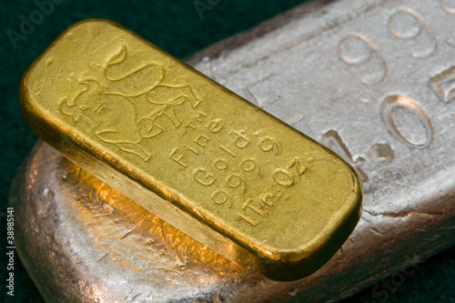 Fotografia, Obraz Gold and Silver Bullion Bars - Poured Ingots