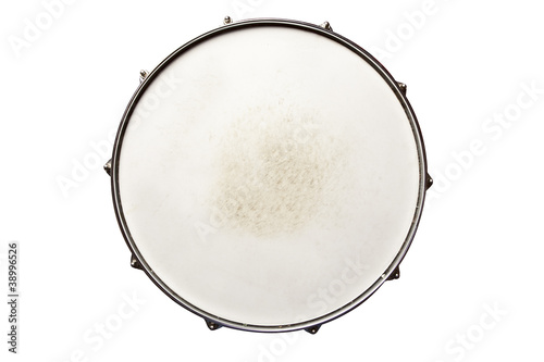 Cuadros en Lienzo Snare drum top view isolated on white