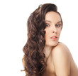 © julenochek - brunette woman with long wavy hairs on white