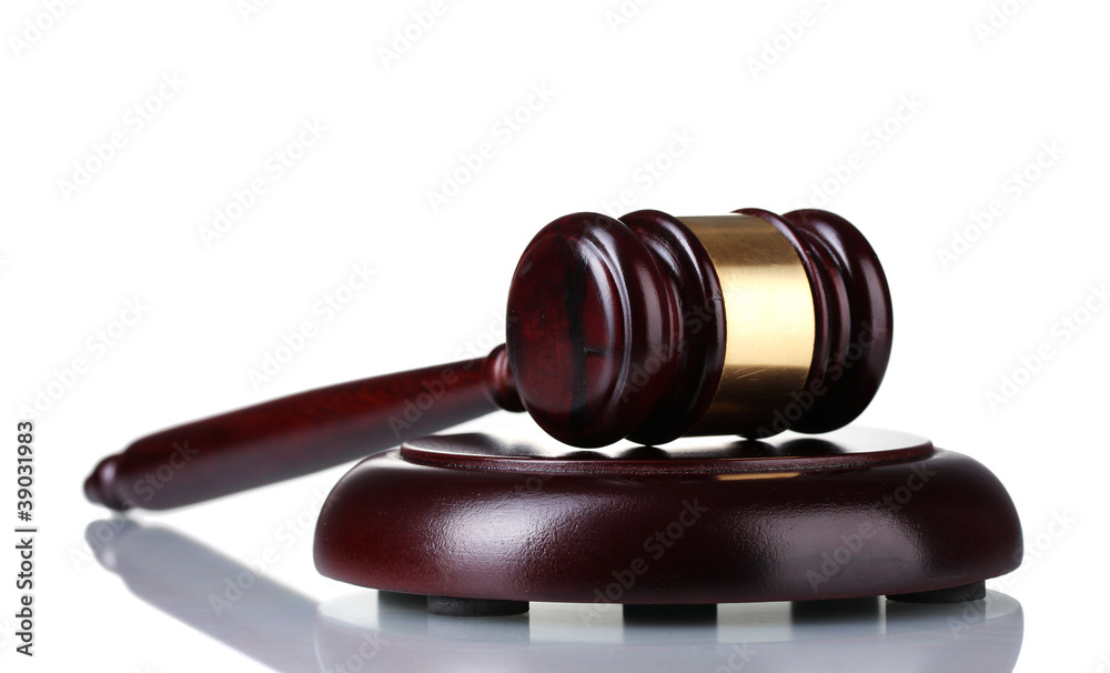wooden gavel isolated on white