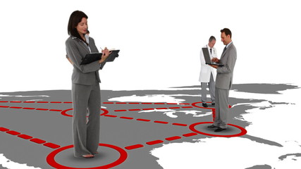 Poster - Workers on a map